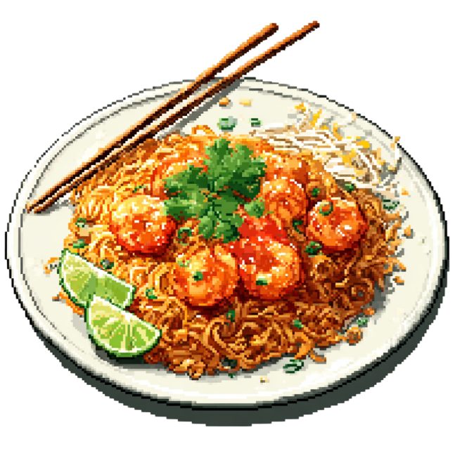 Pixel art of Thai food
